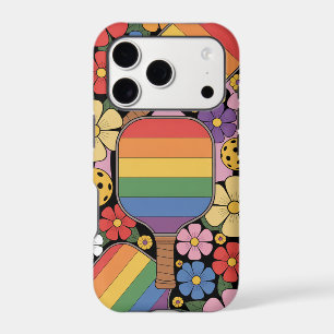 Rainbow Pickleball Paddles With Flower Power