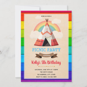 Rainbow picnic invitation