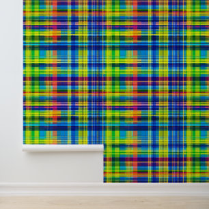 Rainbow picnic plaid wallpaper