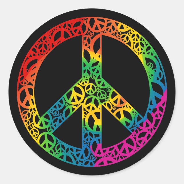 Rainbow Pieces of Peace Classic Round Sticker (Front)