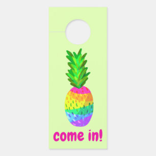 Rainbow Pineapple Door Hanger