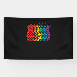 Rainbow Pineapples Aloha Hawaiian Gay Pride Month Banner