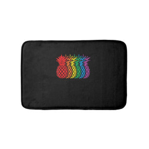 Rainbow Pineapples Aloha Hawaiian Gay Pride Month Bath Mat