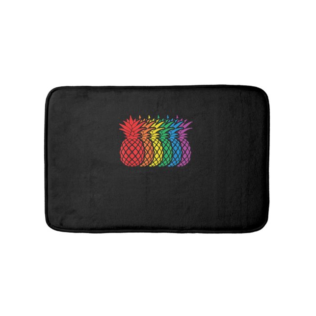 Rainbow Pineapples Aloha Hawaiian Gay Pride Month  Bath Mat (Front)