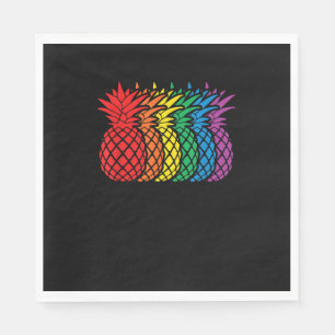 Rainbow Pineapples Aloha Hawaiian Gay Pride Month Napkin