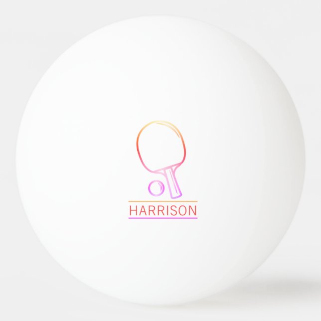 Rainbow Ping Pong Emblem Personalised White Ball (Front)
