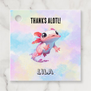 Rainbow Pink Axolotl Birthday Favour Tags