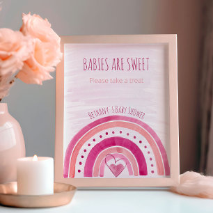 Rainbow Pink Baby Shower Favour Table Sign