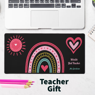 Rainbow Pink Best Teacher Desk Mat