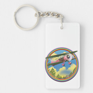 Rainbow Pink Bi plane logo Key Ring