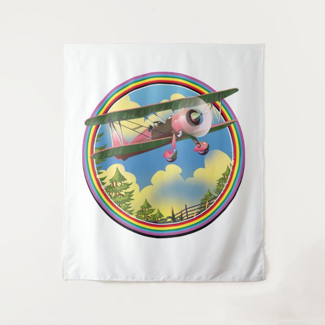 Rainbow Pink Bi plane logo Tapestry (Front)