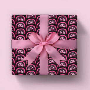 Rainbow pink black girls birthday wrapping paper