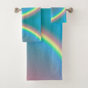 Rainbow Pink Blue Blush Bath Towel Set