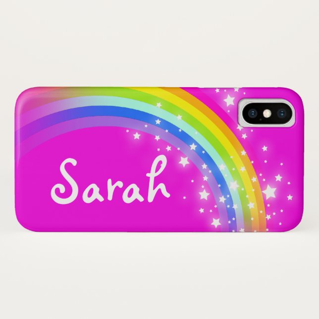 Rainbow pink name girls iphone case (Back (Horizontal))