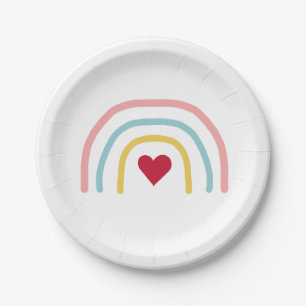 Rainbow Pink Ombre Painting Party Paper Plate