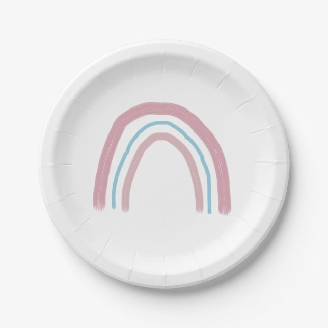 Rainbow Pink Ombre Painting Party Paper Plate (Front)