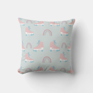 Rainbow Pink Roller-skate Pattern Throw Pillow