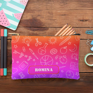 Rainbow pink School elements Pencil case/bag Accessory Pouch
