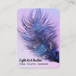 *~*  Rainbow Pink Sky Stars Cosmic Feather Boho Business Card