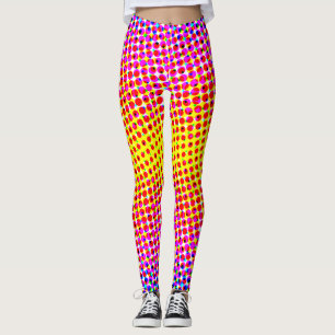 Rainbow Pink To Yellow Gradient Pixelate Confetti  Leggings