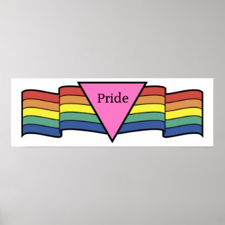 Rainbow Pink Triangle Gay Pride Banner Poster
