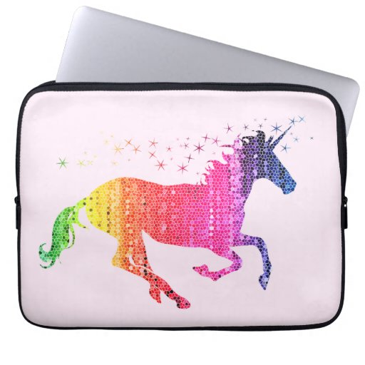 Image of Rainbow Pink Unicorn Laptop Sleeve