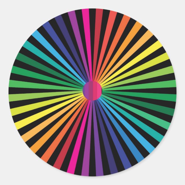 Rainbow PinWheel Classic Round Sticker (Front)