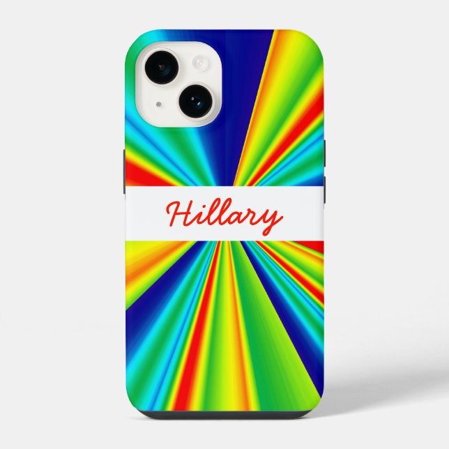 Rainbow Pinwheel Stripes Monogram iPhone Case (Back)
