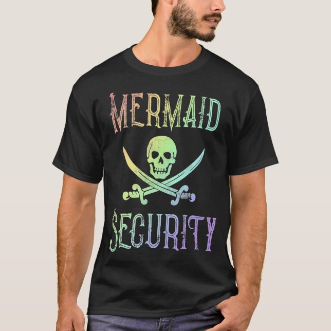 Rainbow Pirate Mermaid Security Halloween Costume  T-Shirt (Front)