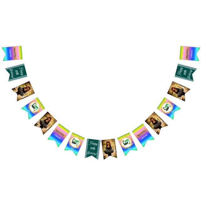 Rainbow Pisces Glitter Birthday Party Bunting (All)