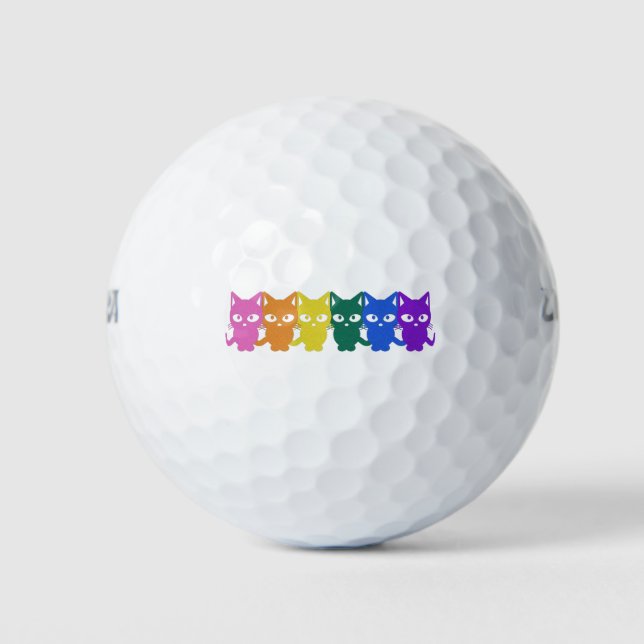rainbow pixel cats golf balls (Front)