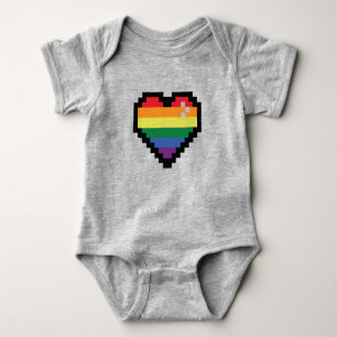 Rainbow Pixel Heart Baby Bodysuit