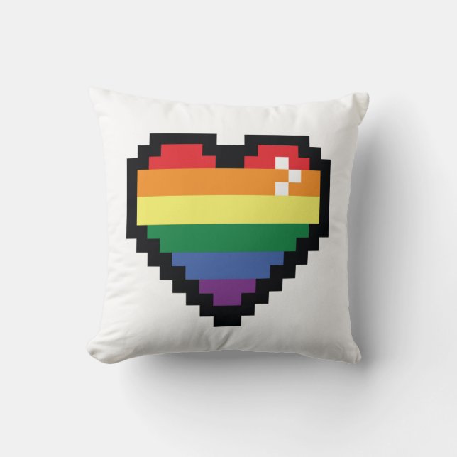 Rainbow Pixel Heart Cushion (Front)