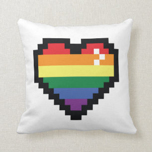 Rainbow Pixel Heart Cushion
