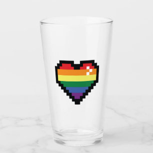 Rainbow Pixel Heart Glass