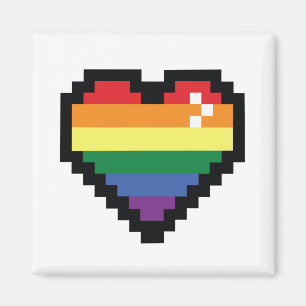 Rainbow Pixel Heart Magnet
