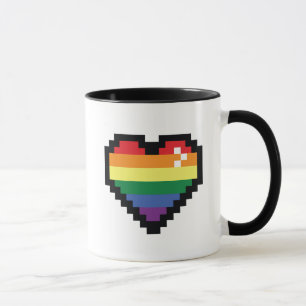 Rainbow Pixel Heart Mug