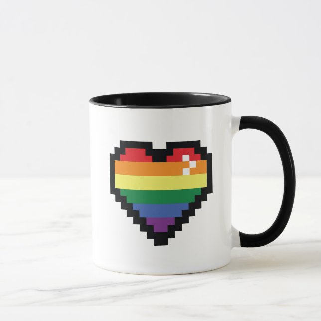 Rainbow Pixel Heart Mug (Right)