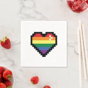 Rainbow Pixel Heart Napkin