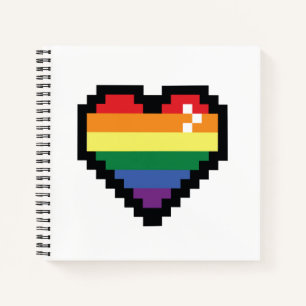 Rainbow Pixel Heart Notebook