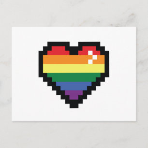 Rainbow Pixel Heart Postcard