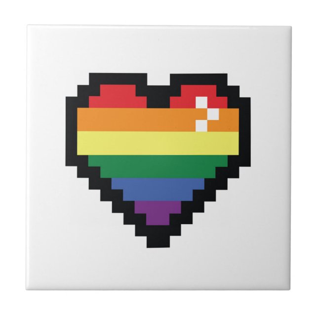 Rainbow Pixel Heart Tile (Front)