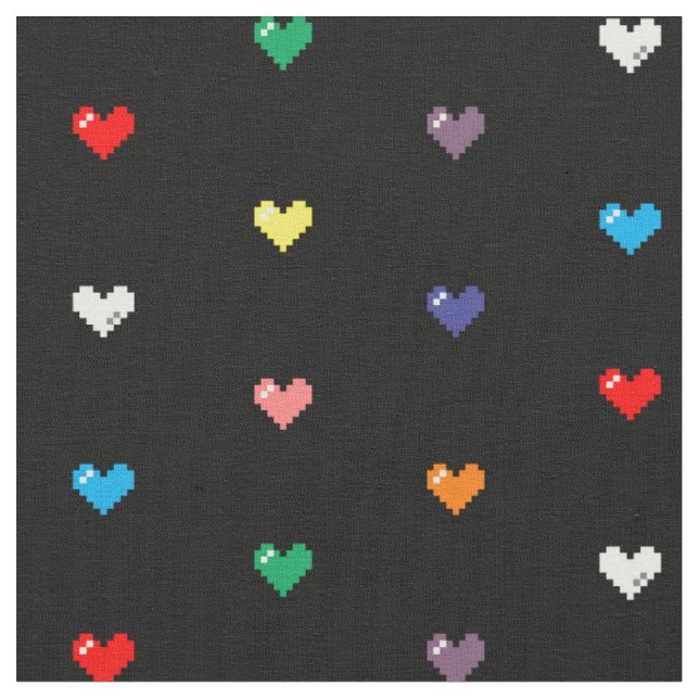 Rainbow Pixel Hearts by Sagan and Loki Fabric (Close Up)