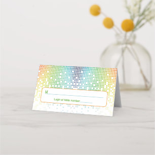 Rainbow Pixel Video Game Gamer Bar Mitzvah Address Place Card