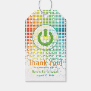 Rainbow Pixel Video Game Gamer Bar Mitzvah Gift Tags