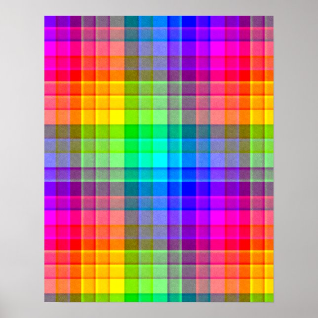 Rainbow Plaid Background Custom Poster (Front)