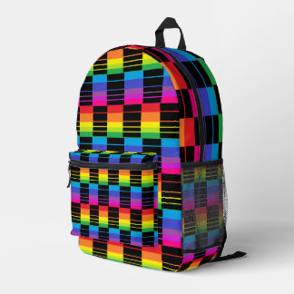 Rainbow Plaid Backpack With Black Detail