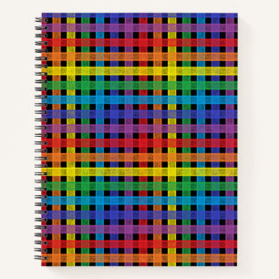 Rainbow Plaid Black Notebook