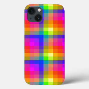 Rainbow Plaid Blocks Pride Bright and Fun iPhone 13 Case