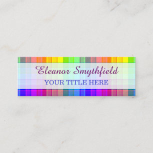 Rainbow Plaid Colourful Vibrant Chequered Mini Business Card